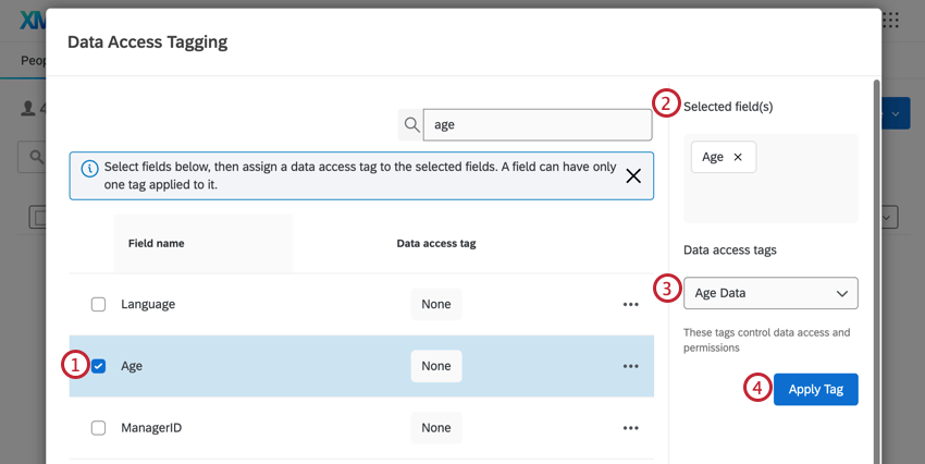 Aree del menu di accessibilità ai dati