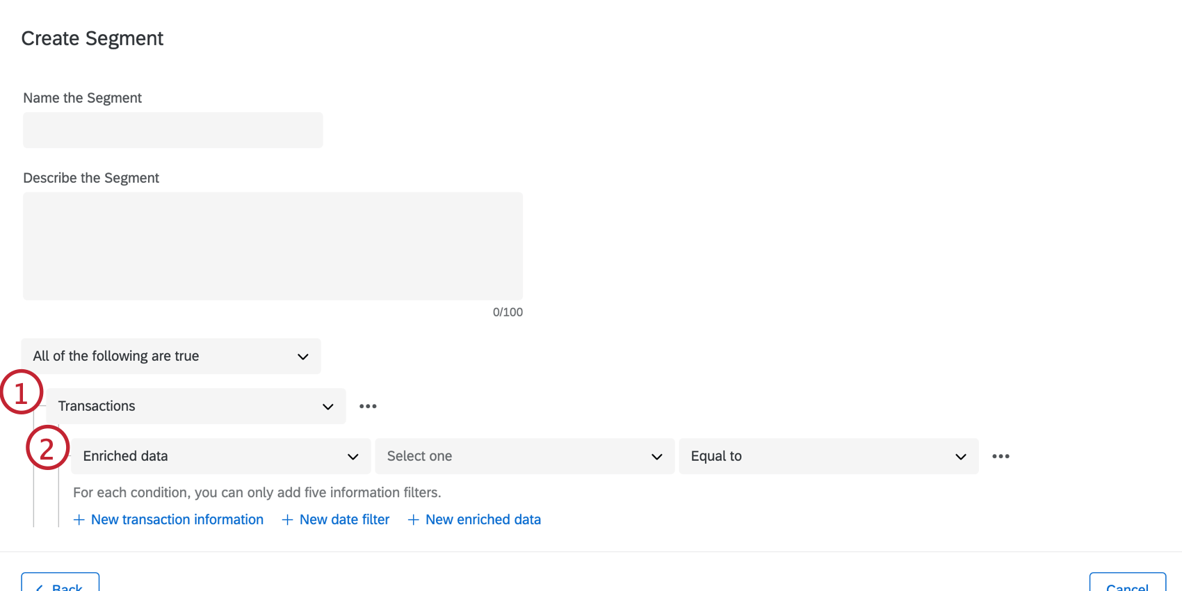 Highlights the enrichment data that is available from the transactions filter