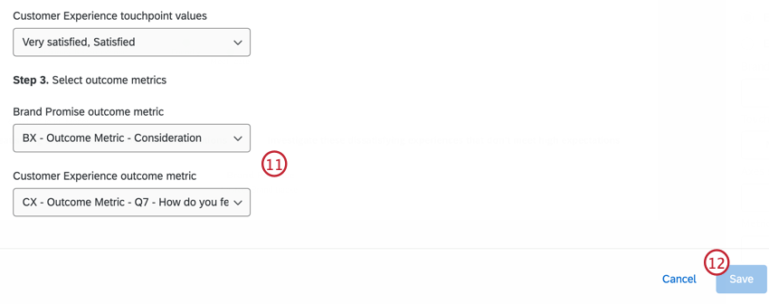Selección de métricas de resultados