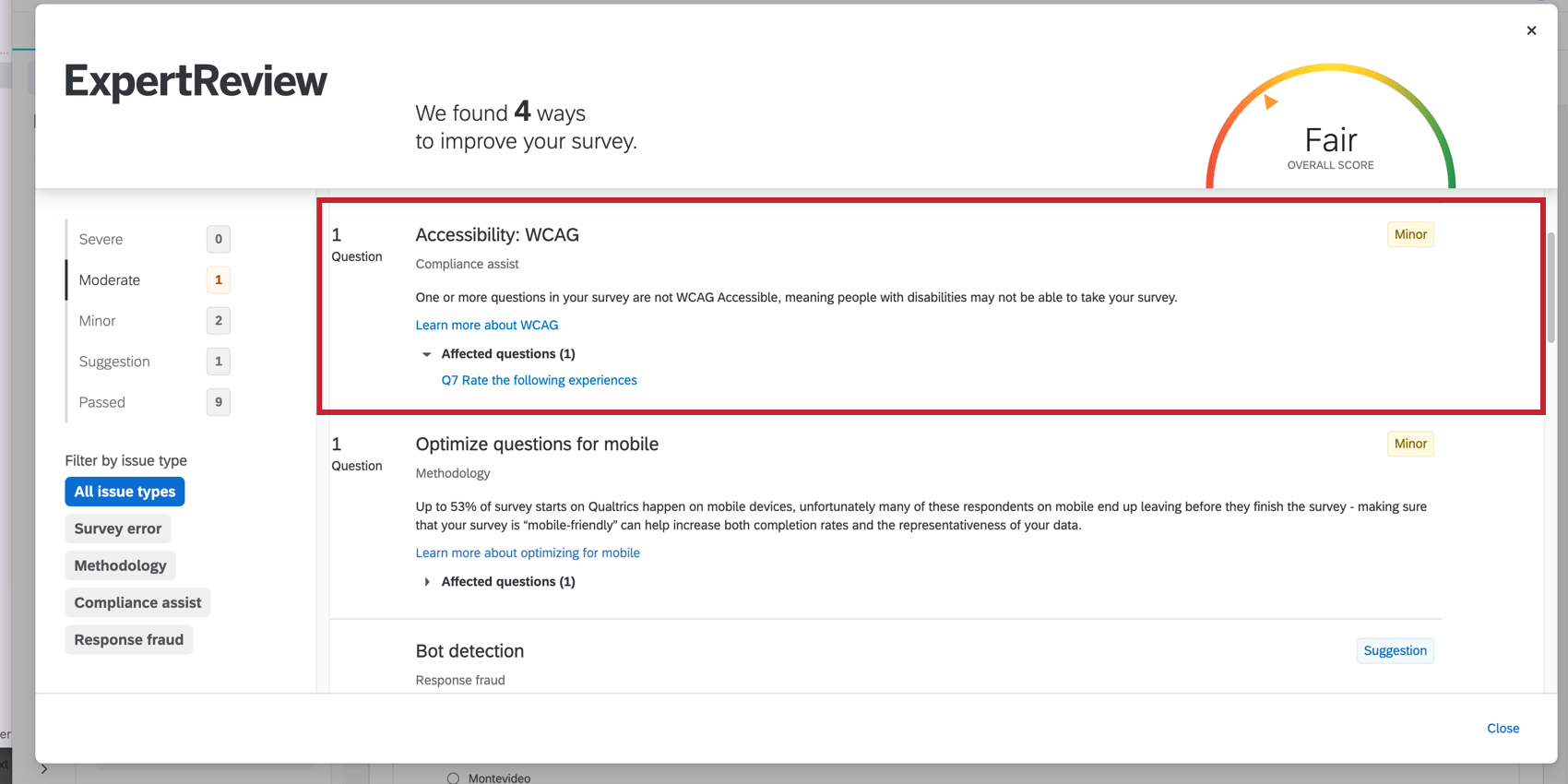 Suggestions to improve survey accessibility