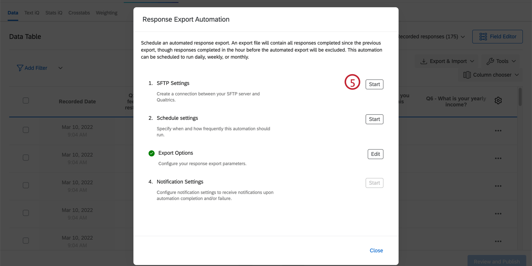 Click start to the right of SFTP Settings