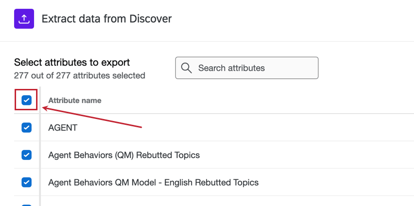 Checkbox next to attribute name that selects all attrubites