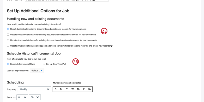 duplizieren Verarbeitungsoptionen mit Optionen zum Plan historischer Jobs