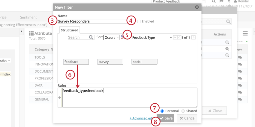 Creating and editing a filter using the new filter menu