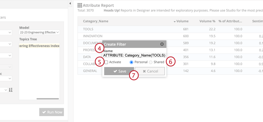 Naming the filter and saving it
