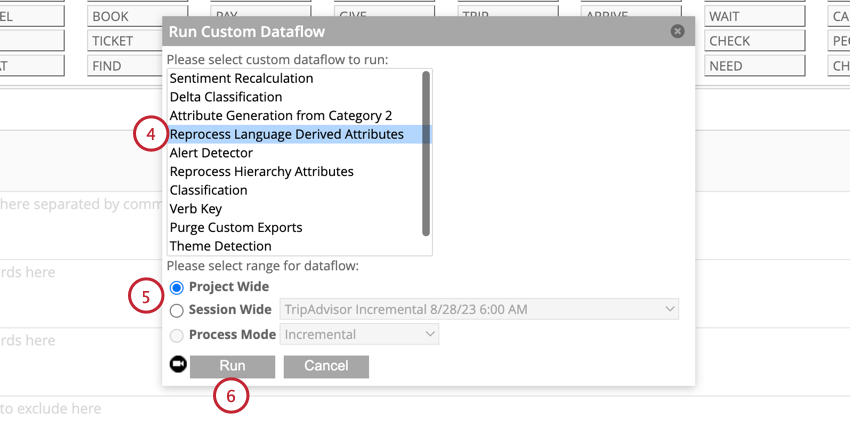 Reprocess language derived attributes from the run custom dataflow