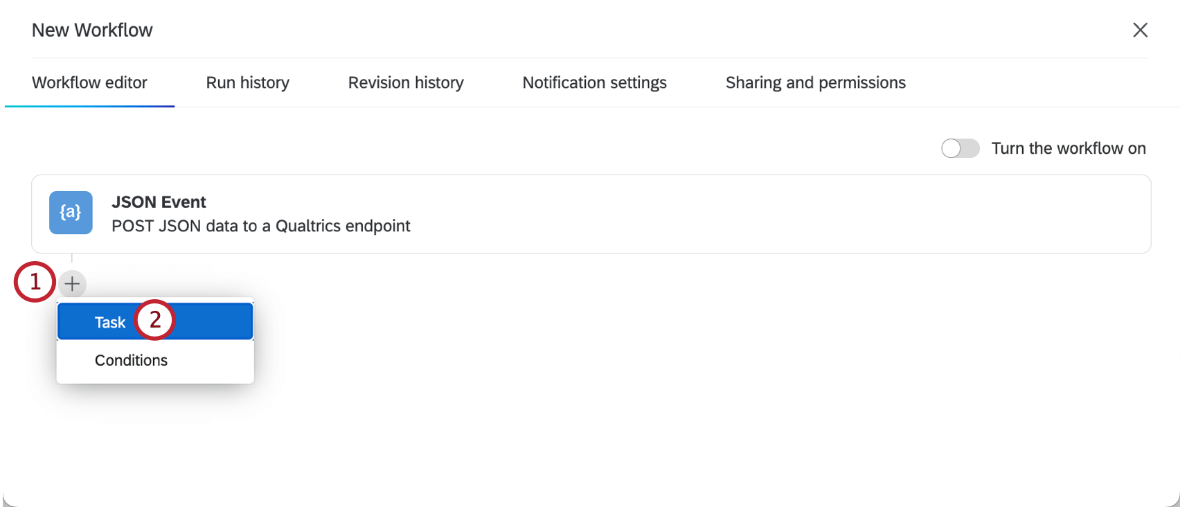 adicionar uma nova tarefa ao evento json