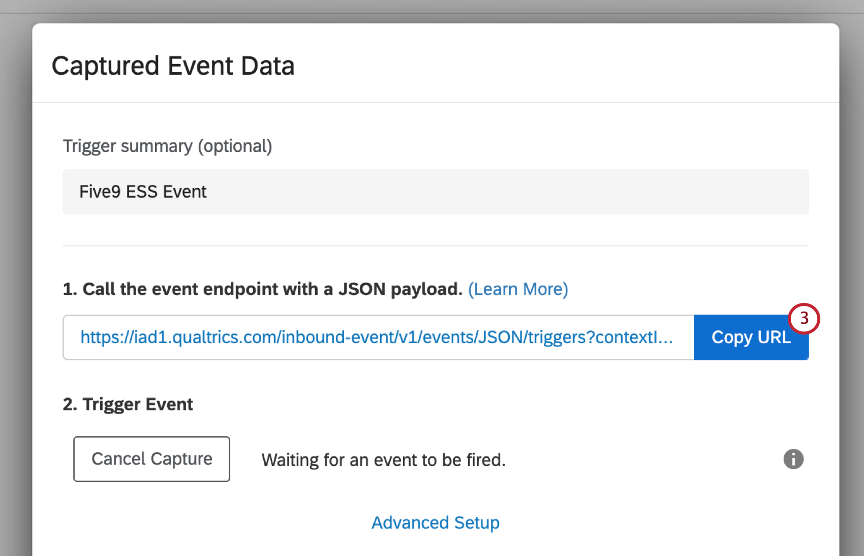"copy url" button within Json event
