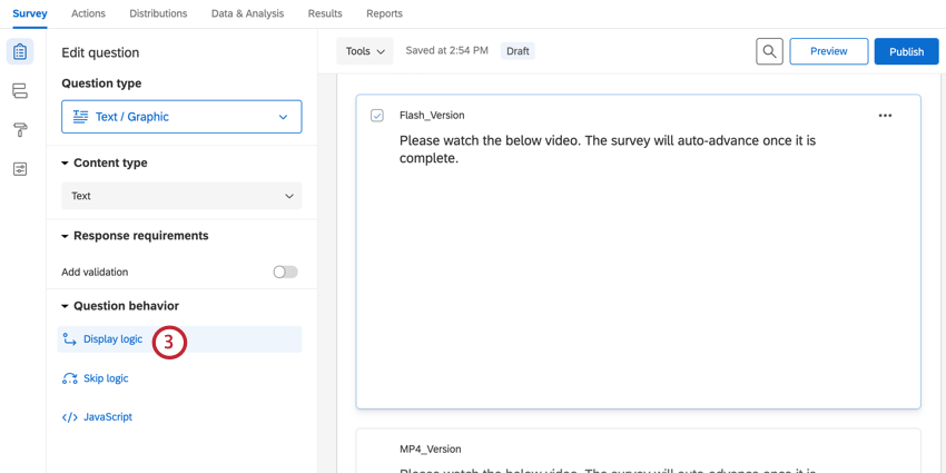 adding display logic to the flash question