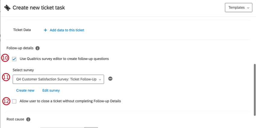 Información detallada de Seguimiento en la tarea del ticket