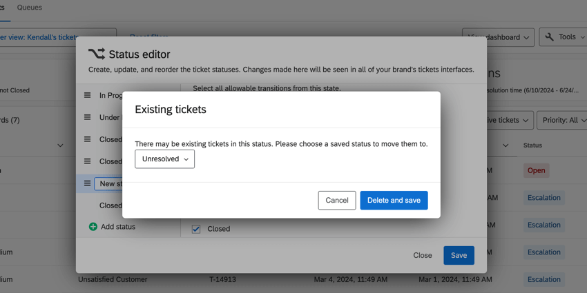 Deletion confirmation window