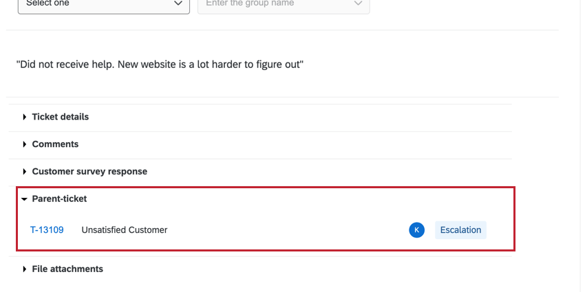 Création dun ticket parent dans un ticket secondaire