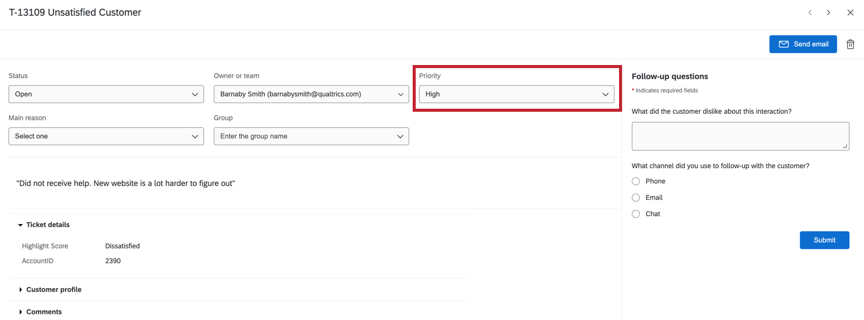 Dropdown-Menü Priorität