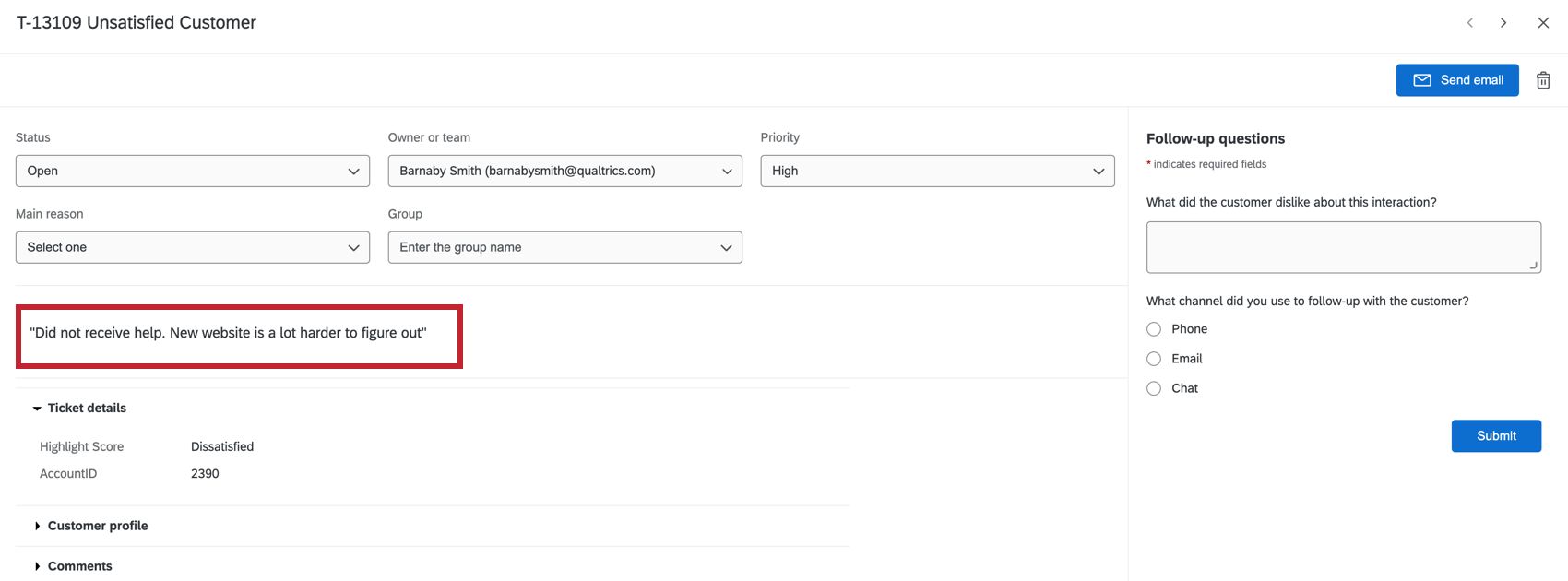 チケット上部のチケット概要