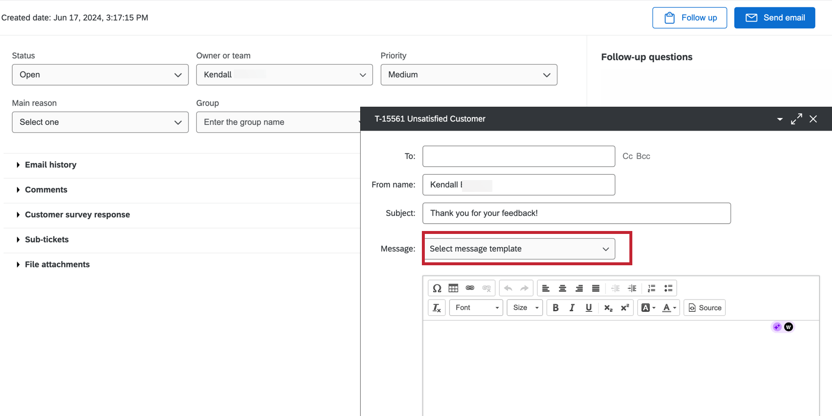 select message from message library