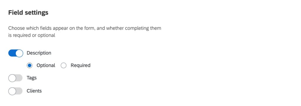 paramètres du champ