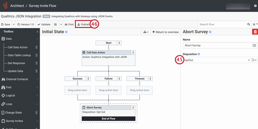 changing the disposition to optout before publishing the flow