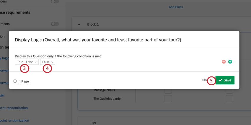 Erstellen einer falschen Logikanweisung zum Ausblenden einer Frage