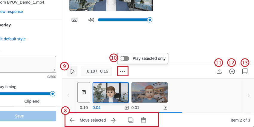 Editar el carrete usando la línea de tiempo