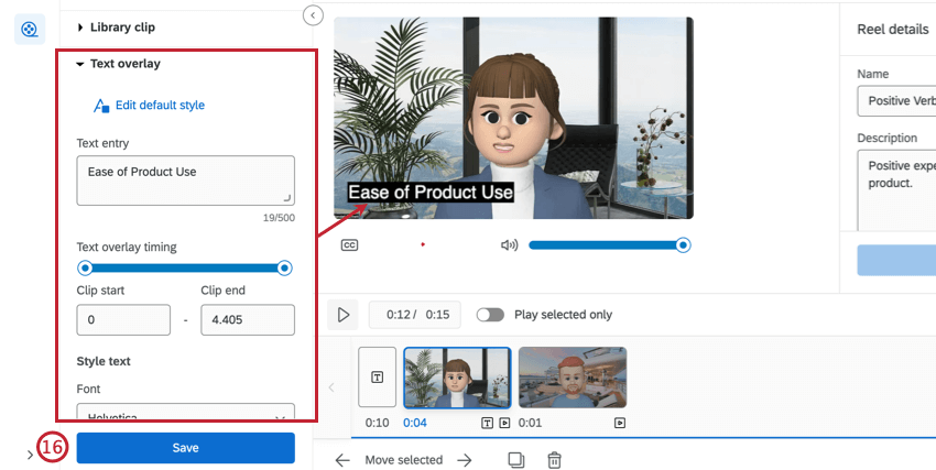 Abschnitt für Textüberlagerungen