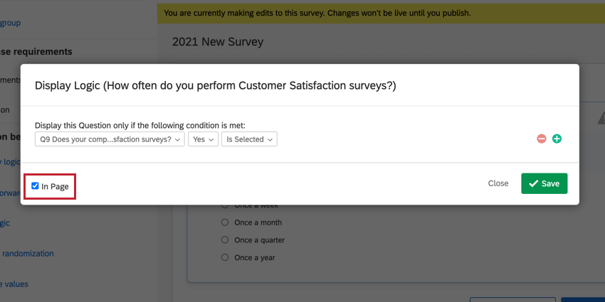 la bascule en page dans le coin inférieur gauche de la fenêtre de logique affichage sur la page actuelle