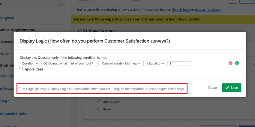 le message indiquant que la logique de la page ne peut être utilisée en raison dune fonction incompatible