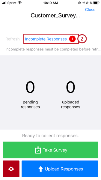 accedere ai parziali toccando le risposte incomplete sulla schermata del sondaggio