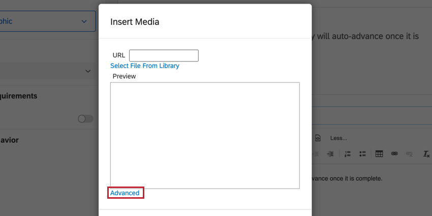 il pulsante avanzato