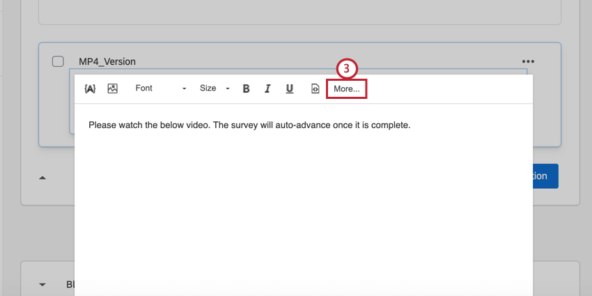 clicking more in the rich content editor