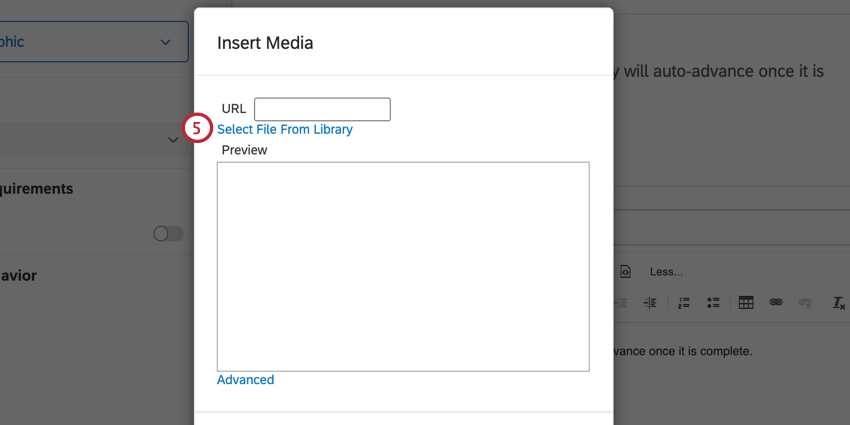 the select file from library button