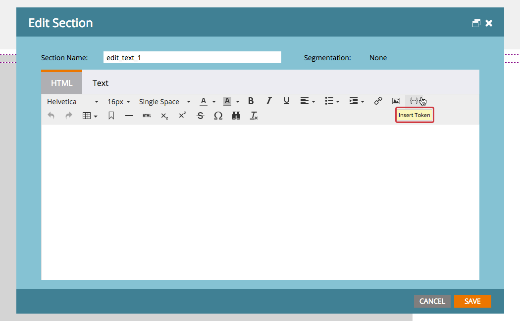 Insert Token in HTML view