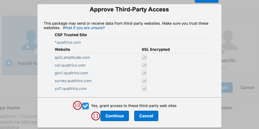 Granting access in installation wizard