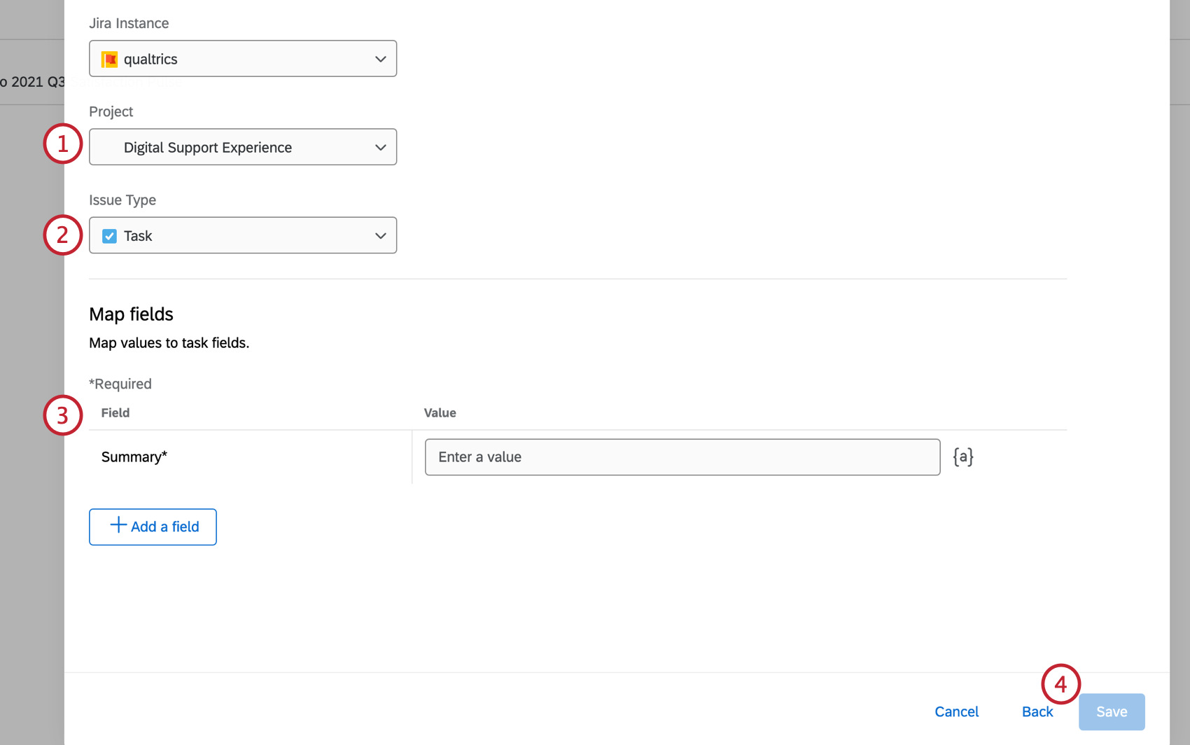 Configure issue creation for jira task