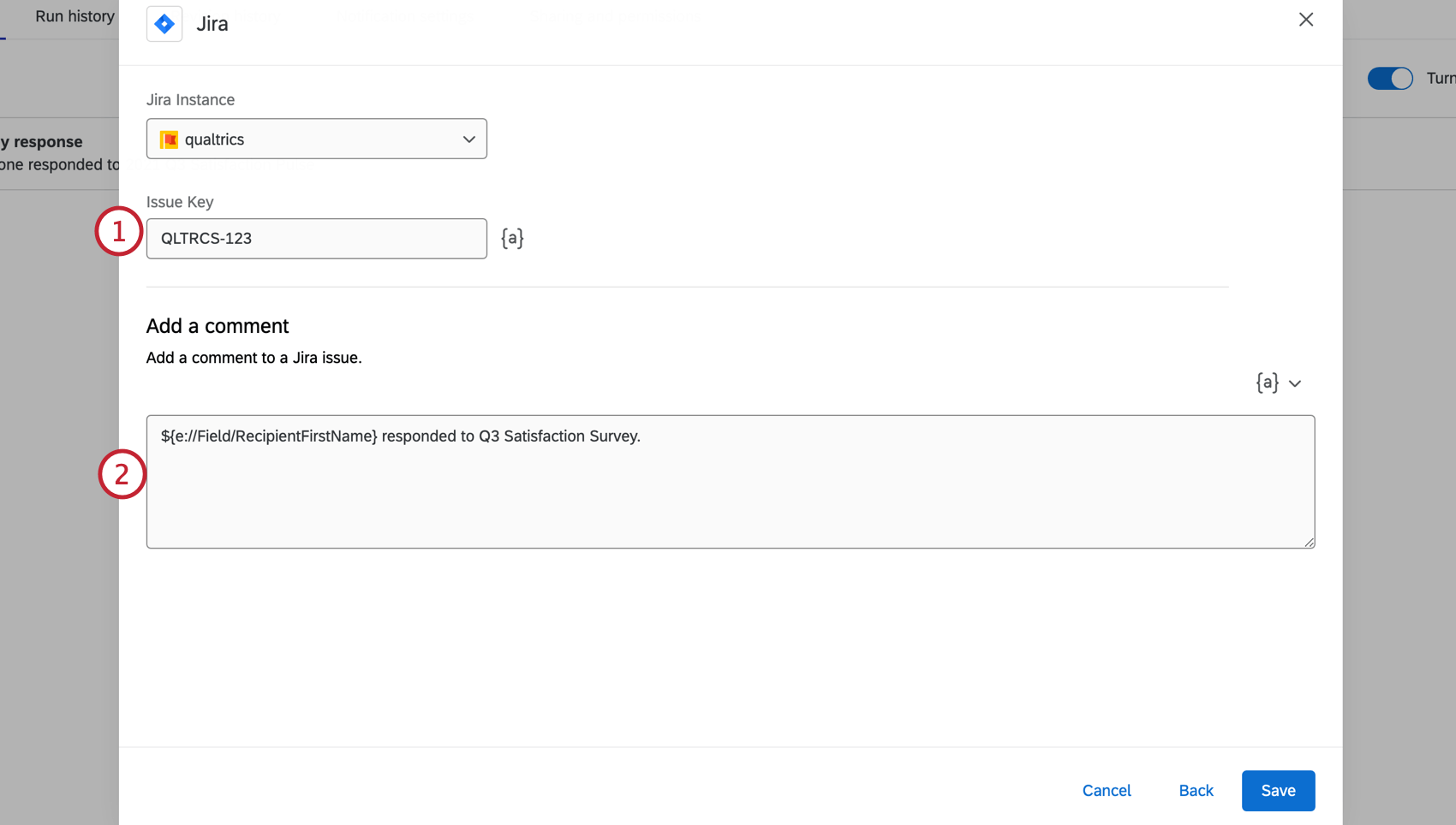 Ajouter des informations sur les Tâches Jira