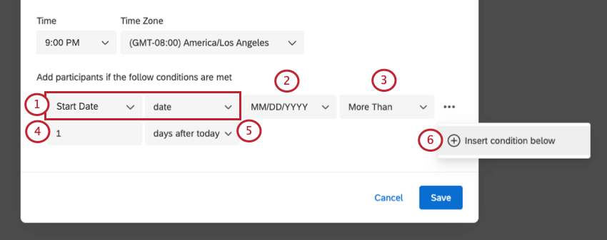 Imagem mostrando a ordem do que deve ser selecionado para configurar a importação