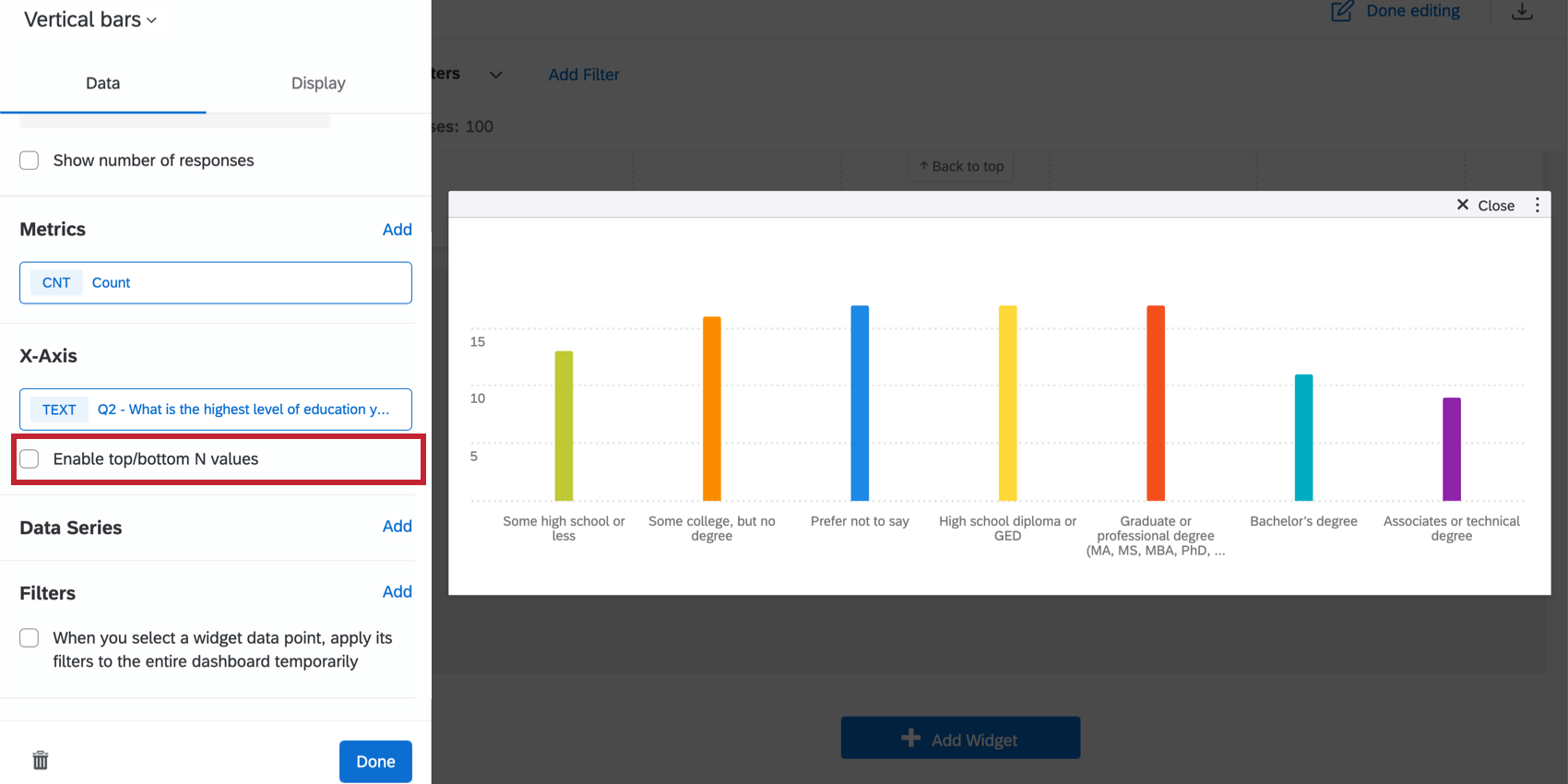 Shows the enable top/bottom N values button.