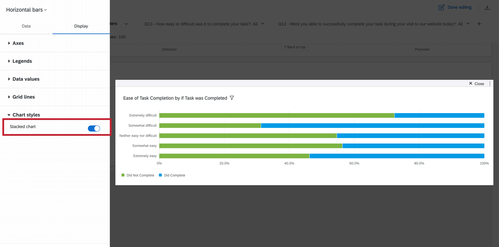 Shows a stacked horizontal bar chart widget.