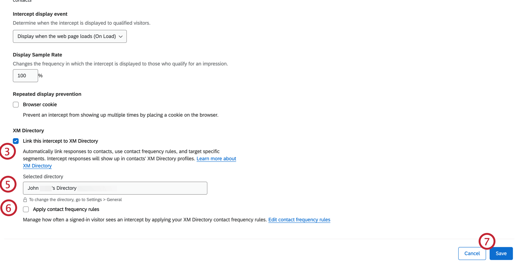 Registerkarte mit Optionen für Verzeichniseinstellungen