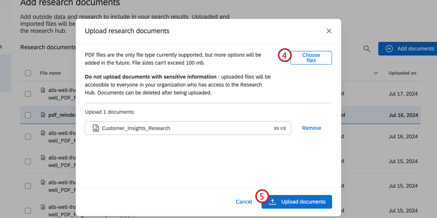 Choose and upload files