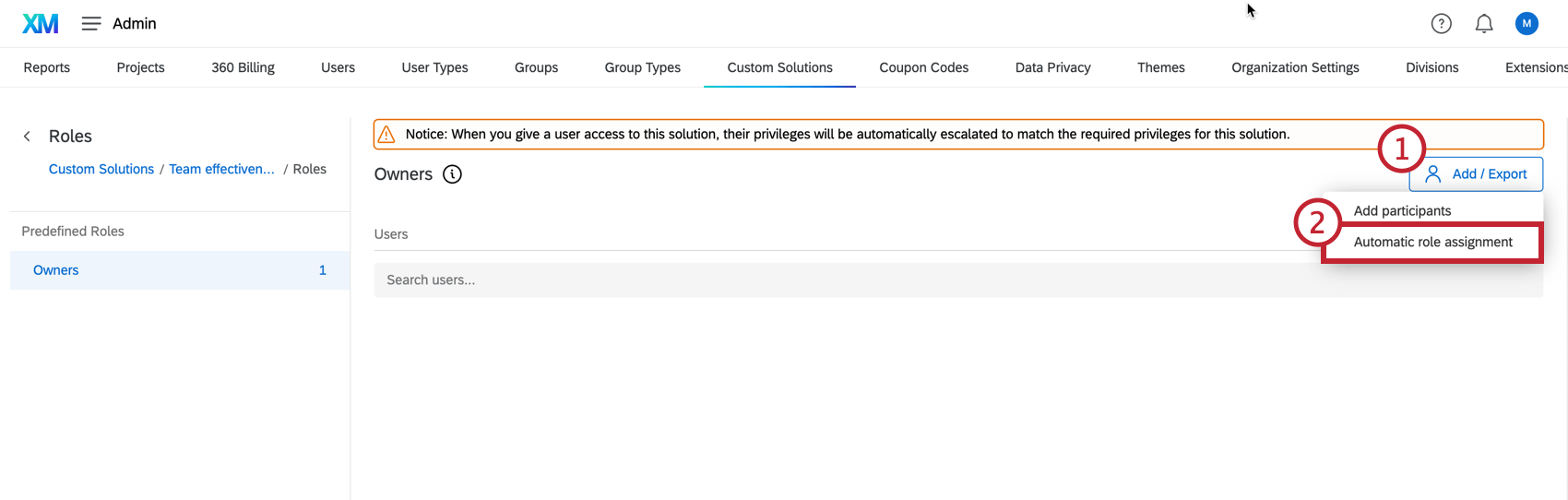 Shows how to add users via the add user button then highlights the auto roll enrollment option