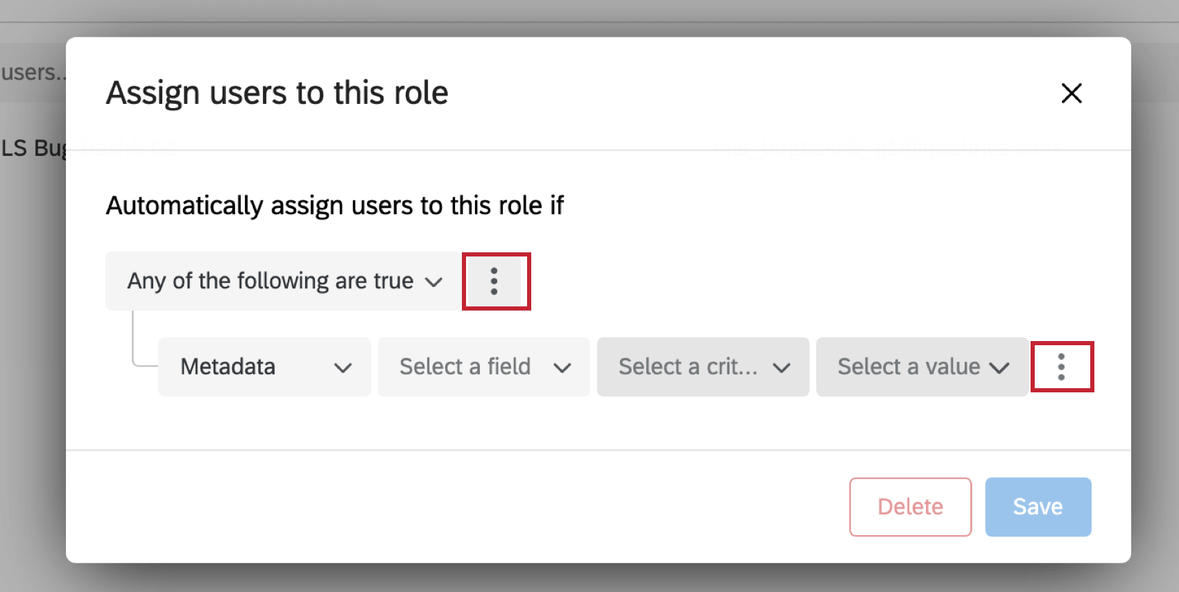 Shows dots that allow users to add conditions.