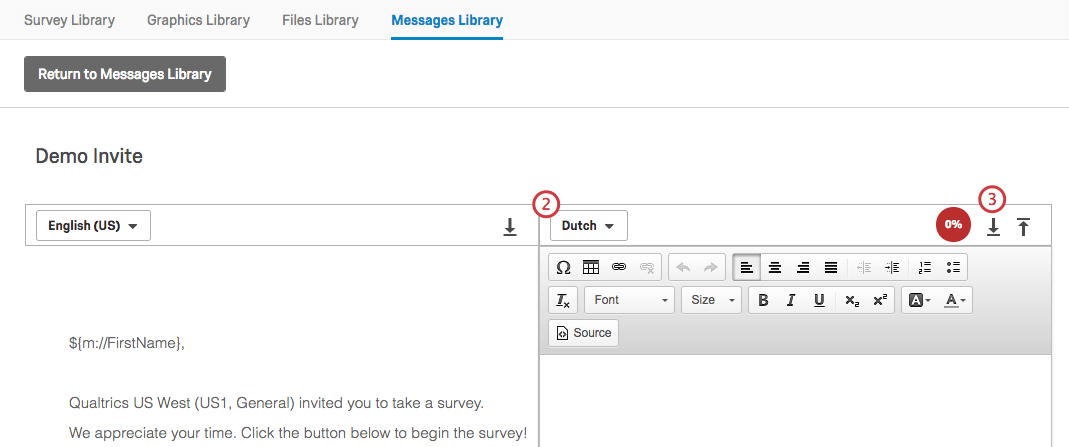 Download Translation icon in Translation page