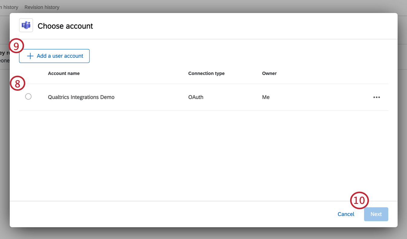 escolher uma conta ou adicionar uma nova