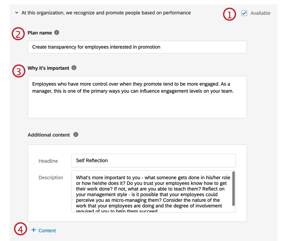 Specific guidance settings