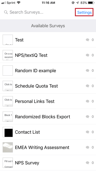 image of the settings button highlighted on the offline app