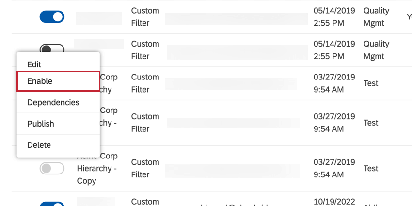 Enable from the dropdown menu