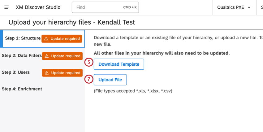 Download template and Upload File buttons
