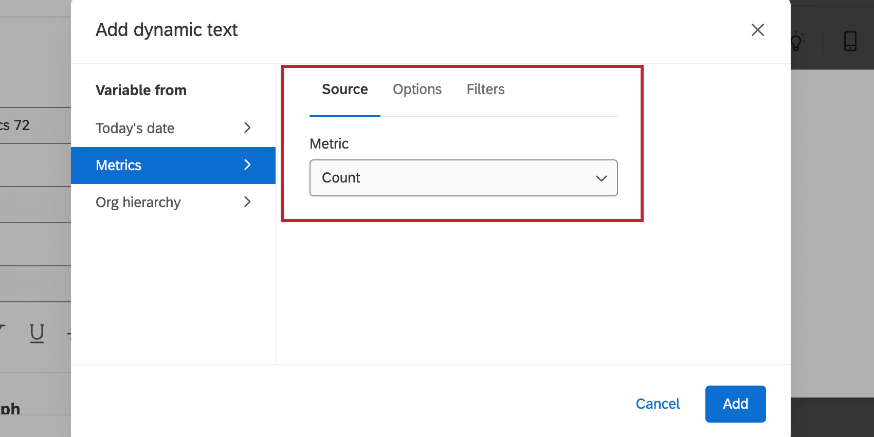 Metric configuration