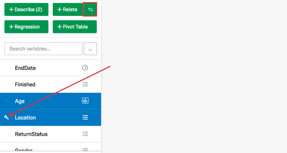 Output variable is key variable in lefthand pane