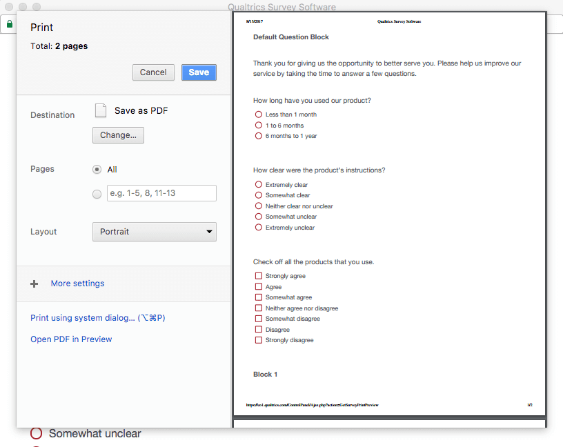 Salvar em um PDF selecionado na janela Visualizar impressão